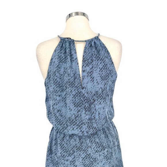 Parker Silk Halter Printed Mini Dress Blue Black Size Small - Picture 7 of 11